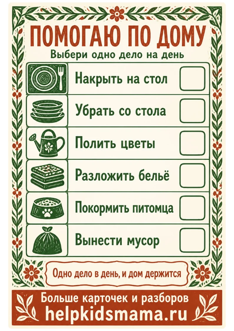 Помогаю по дому: лабиринт для печати