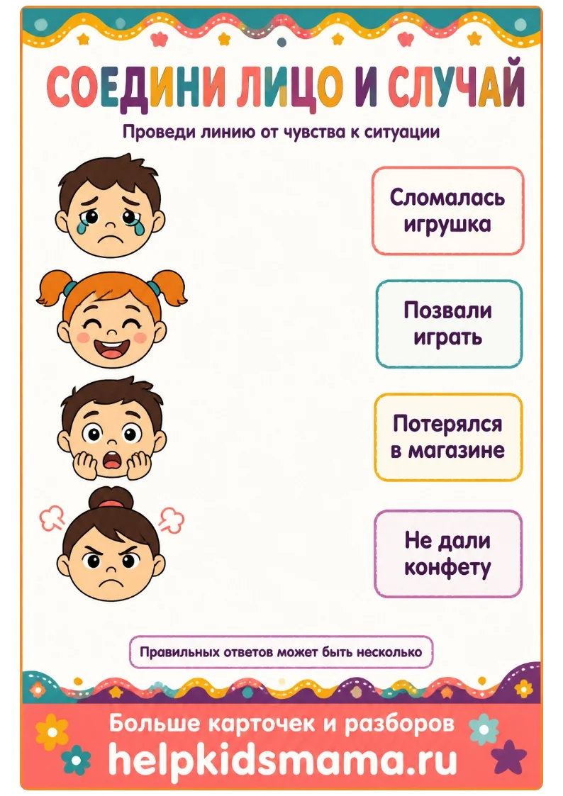 Соедини лицо и случай: лабиринт для печати