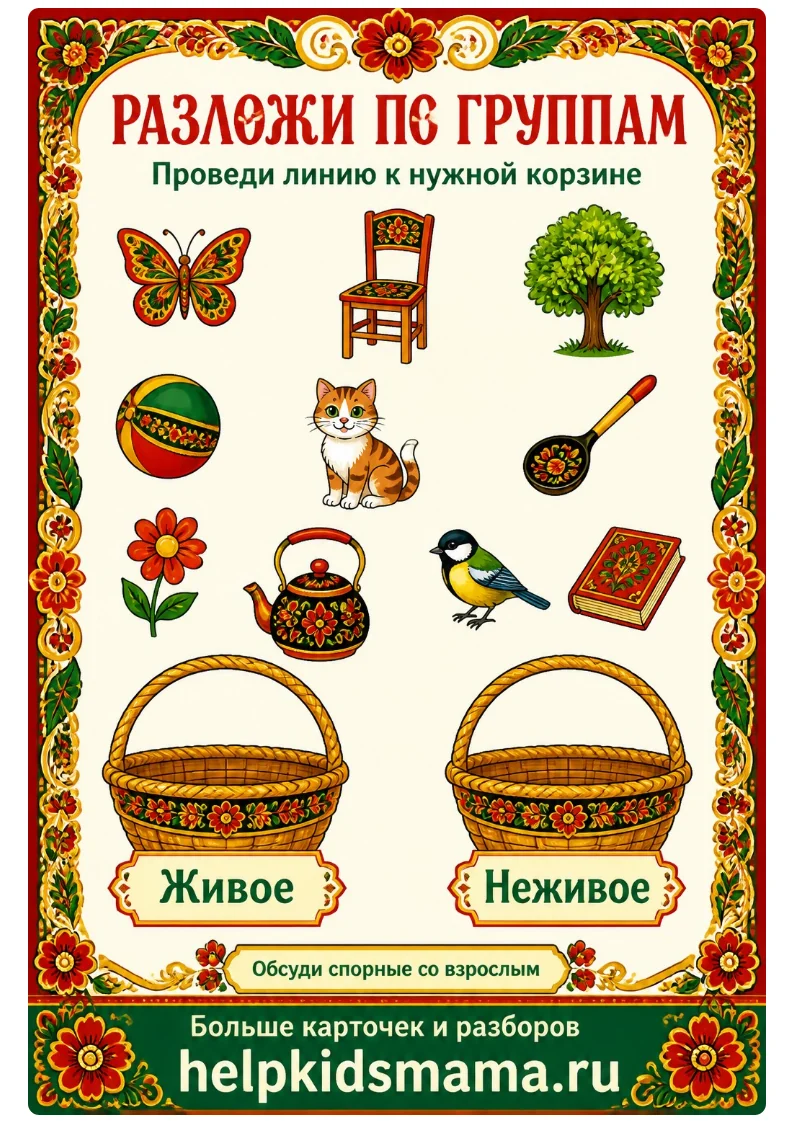 Разложи по группам: лабиринт для печати