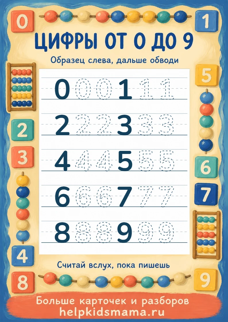 Цифры от 0 до 9: лабиринт для печати