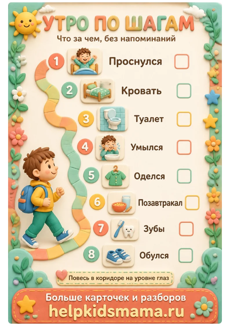 Утро по шагам: лабиринт для печати
